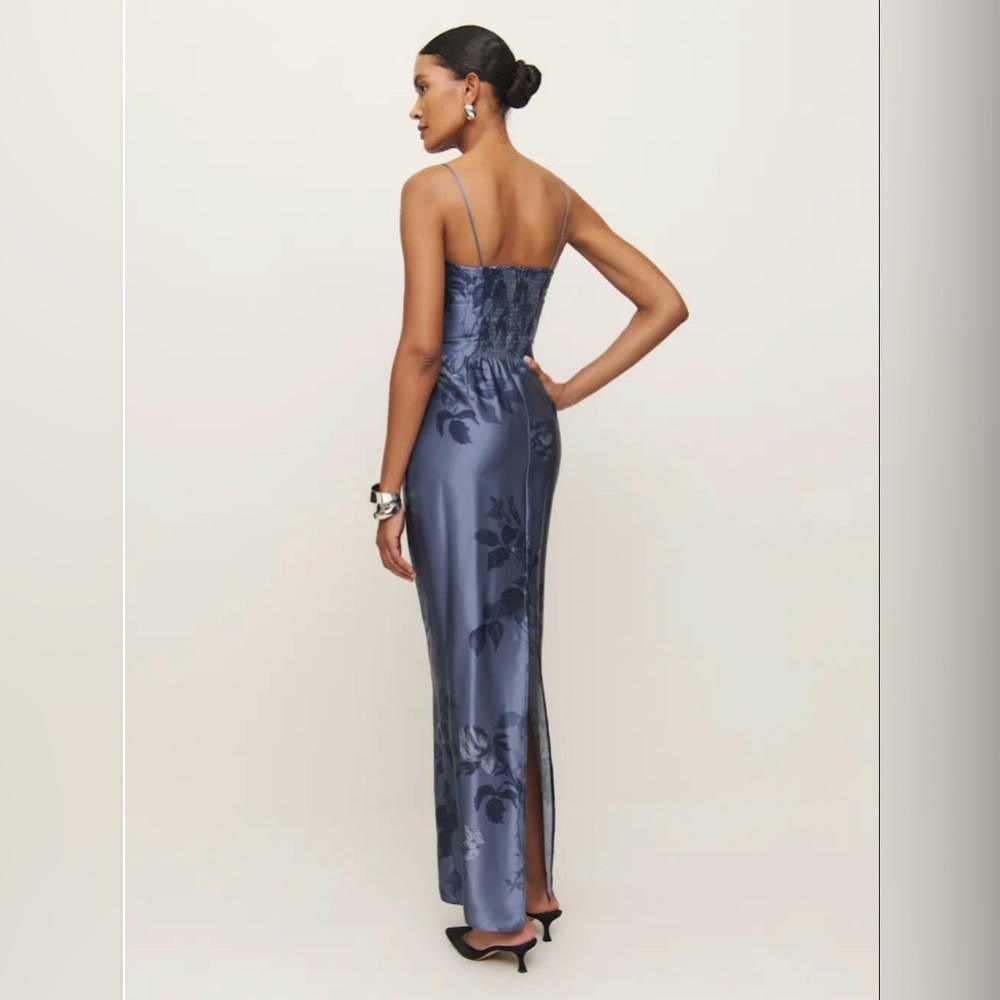 Reformation Frankie Silk Dress in Trieste Border- size 2 - Picture 4 of 4